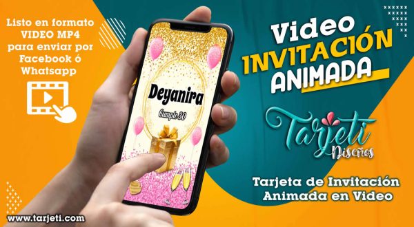 Video Invitación de Cumple Adulto Rosa y Dorado en MP4
