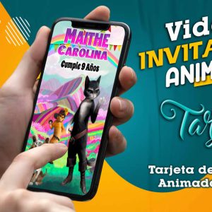 Video Invitación de Gato con Botas Kitty en MP4