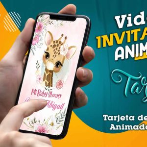 Video Invitación de Jirafa Flores Baby Shower en MP4
