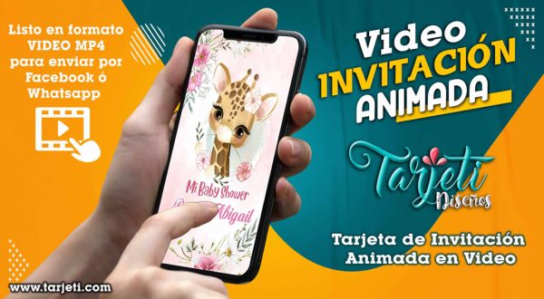 Video Invitación de Jirafa Flores Baby Shower en MP4