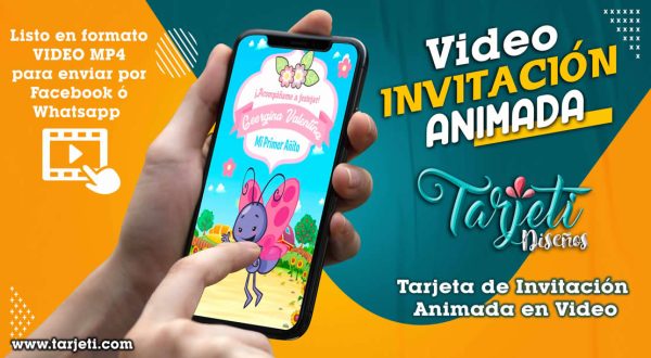 Video Invitación de Mariposita Gallina Pintadita en MP4