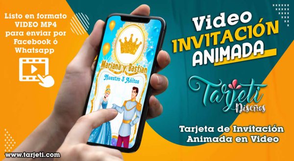 Video Invitación de Princesa Cenicienta y Principe en MP4